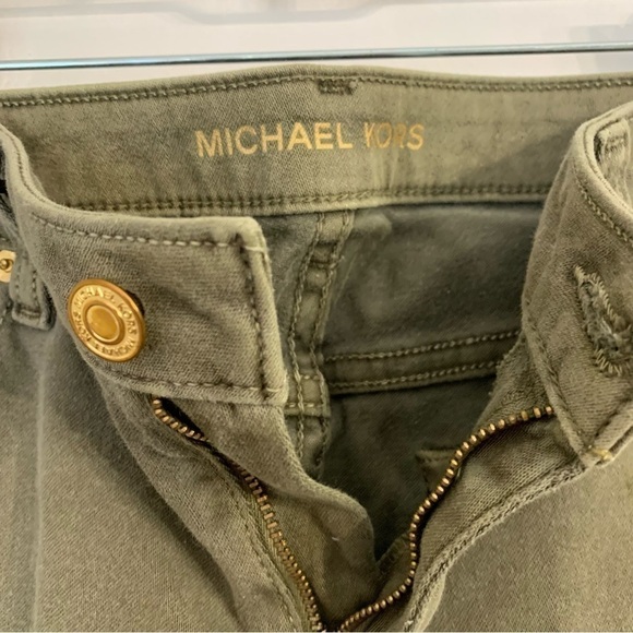 𝅺MICHAEL Kors Izzy Skinny Jeans Safari Green With Gold Woman’s pants Size 4 - Picture 4 of 6